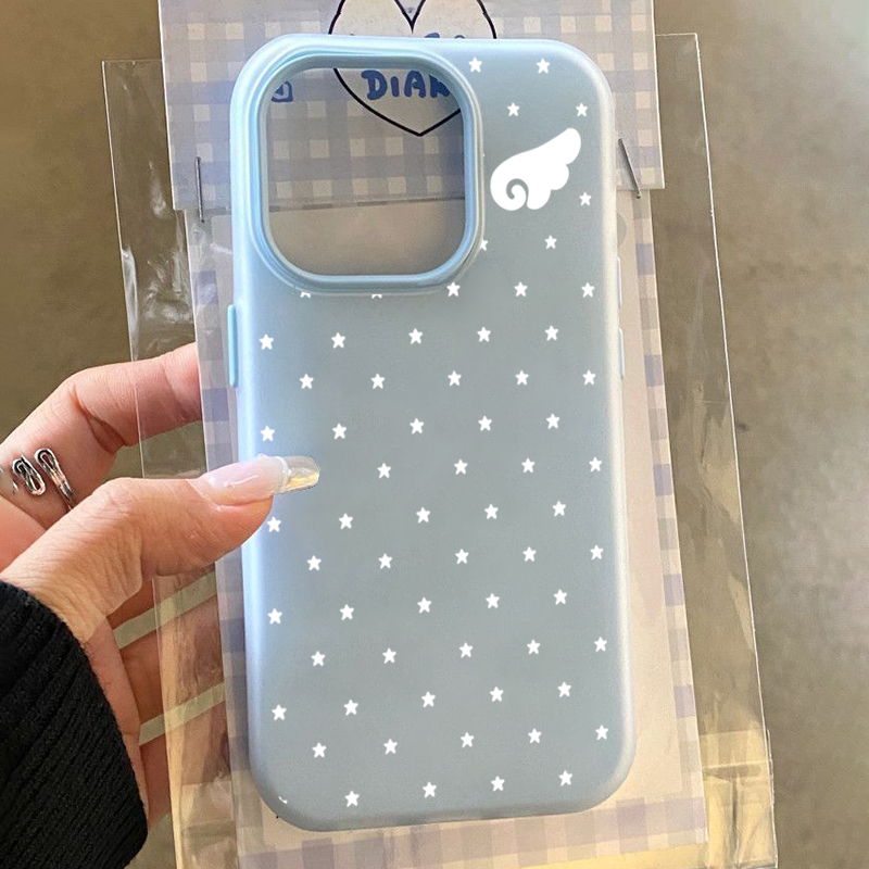 Receipt Printer Thermal - Koreanische Niedliche Ästhetik Stern-Engelsflügel 2-in-1 Handyhülle