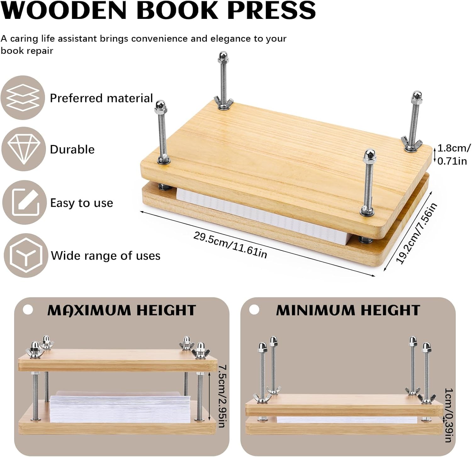 Holz-Buchpresse, Bindewerkzeug – Binding Machine Comb Bewertung und Preis